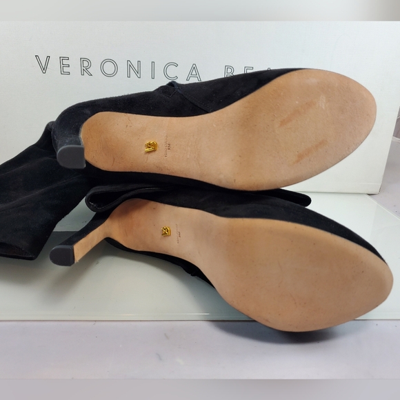 NWT$695 Veronica Beard Suede Dali Knee High Stiletto Heeled Boots in Black Sz 9 - Picture 14 of 16